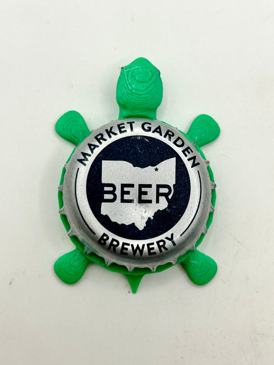 Market Garden Brewery (Ohio) - Bottle Cap Magnet Turtle Shell Shocked Art