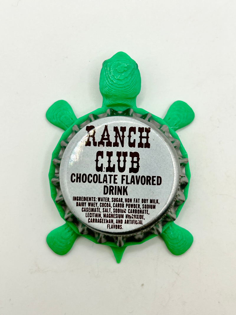 Ranch Club Chocolate Drink - Bottle Cap Magnet Turtle Shell Shocked Art