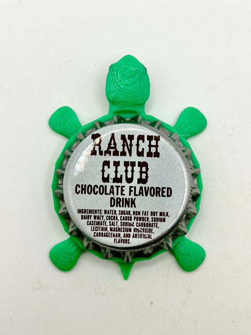 Ranch Club Chocolate Drink - Bottle Cap Magnet Turtle Shell Shocked Art