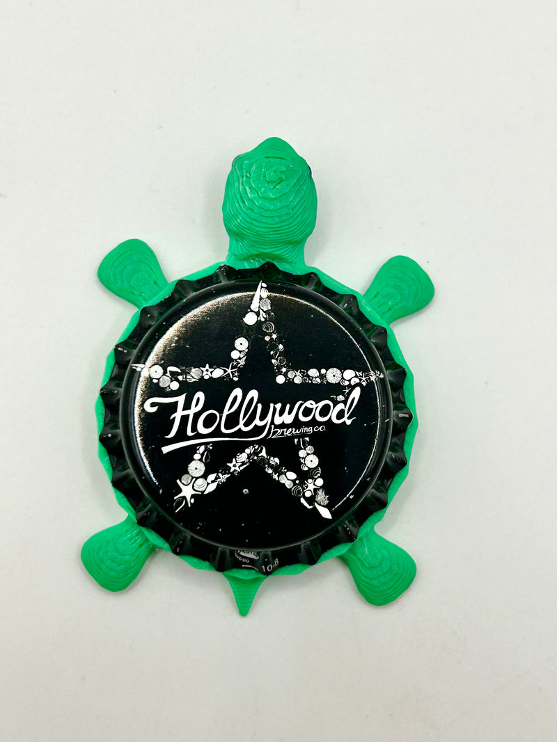 Hollywood Brewing - Bottle Cap Magnet Turtle Shell Shocked Art