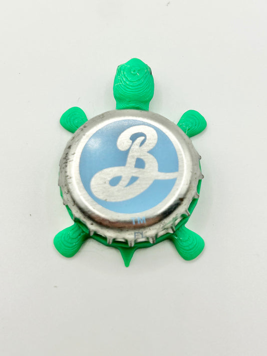 Brooklyn Beer (Light Blue Background) - Bottle Cap Magnet Turtle