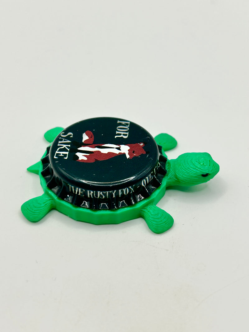 The Rusty Fox - For Fox Sake - Bottle Cap Magnet Turtle Shell Shocked Art