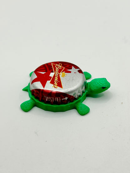 Budweiser Patriotic (Red and White Star) - Bottle Cap Magnet Turtle Shell Shocked Art