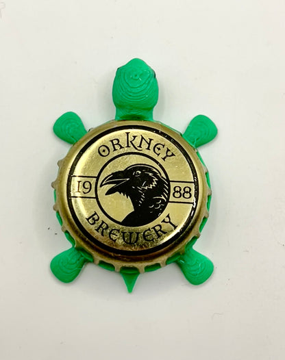 Orkney Brewery - Bottle Cap Magnet Turtle Shell Shocked Art