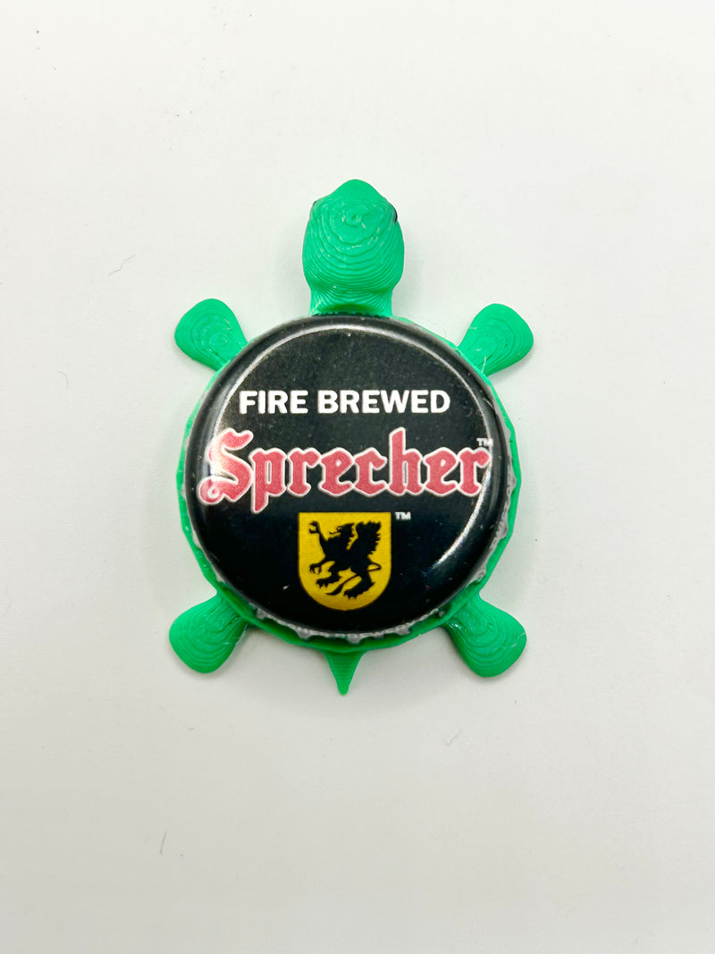 Sprecher Fire Brewed - Bottle Cap Magnet Turtle Shell Shocked Art