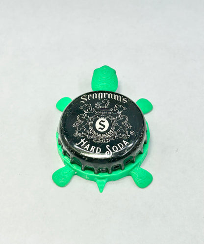 Seagrams Hard Soda - Bottle Cap Magnet Turtle Shell Shocked Art