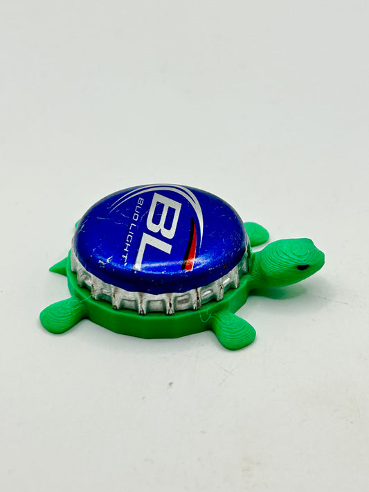 Bud Light (BL Italics) - Bottle Cap Magnet Turtle Shell Shocked Art
