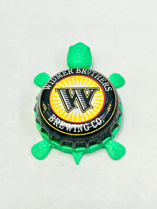 Widmer Brothers Brewing (Vintage White Text) - Bottle Cap Magnet Turtle