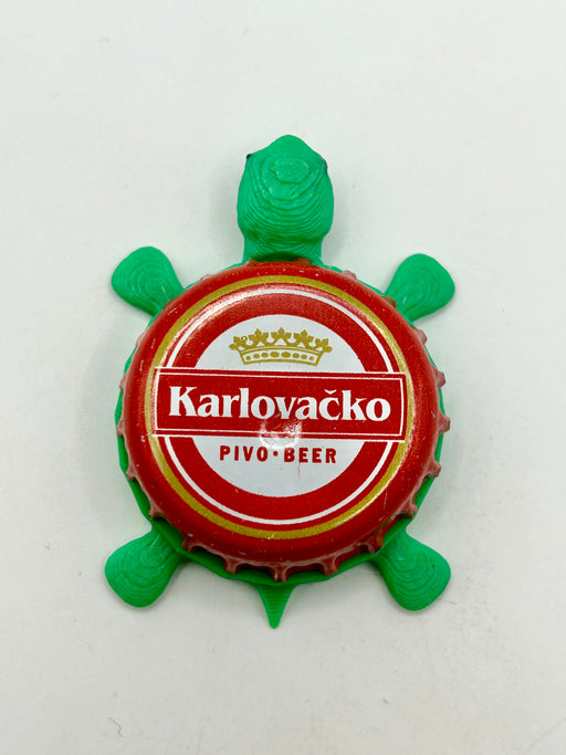 Karlovacko Pivo Beer - Bottle Cap Magnet Turtle Shell Shocked Art