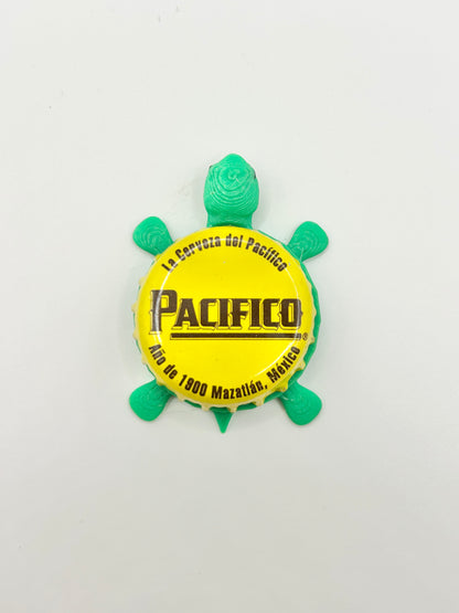 Pacifico - Bottle Cap Magnet Turtle Shell Shocked Art