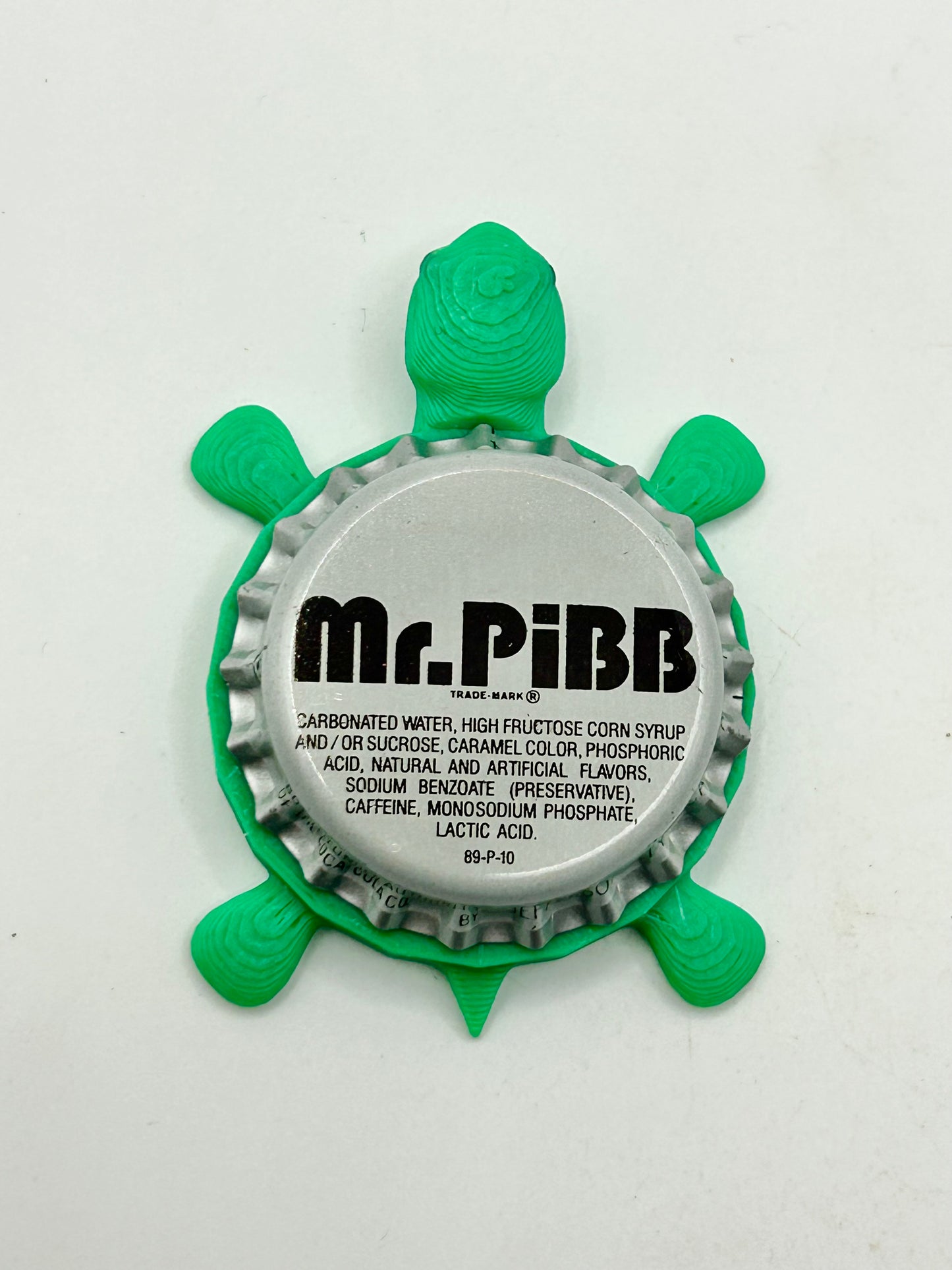 Mr Pibb (White Background) - Bottle Cap Magnet Turtle Shell Shocked Art