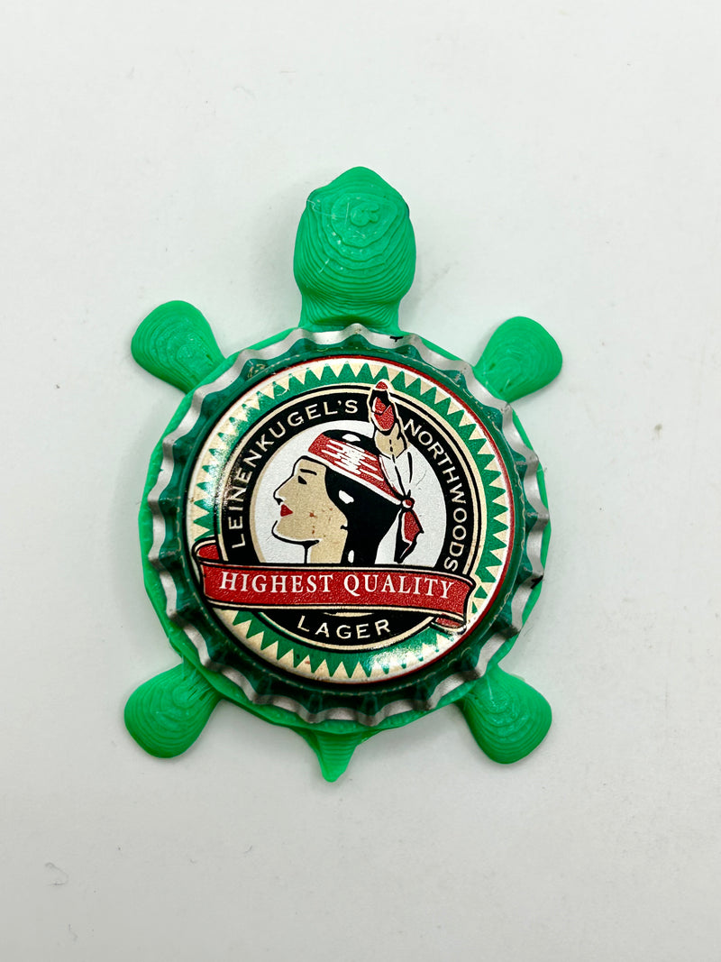 Leinenkugel's Lager (Native American) - Bottle Cap Magnet Turtle Shell Shocked Art