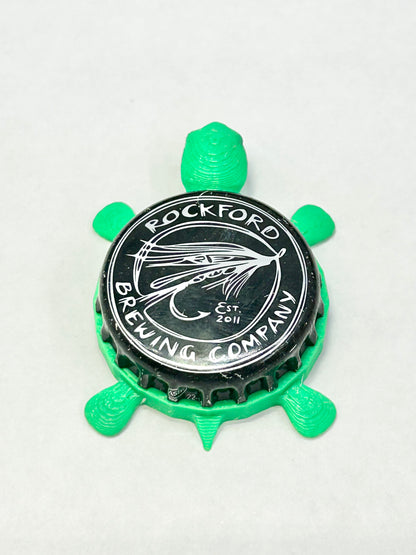 Rockford Brewing Co - Bottle Cap Magnet Turtle Shell Shocked Art