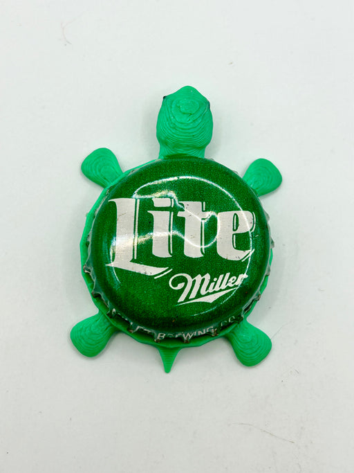 Miller Lite (Rare Vintage, Green) - Bottle Cap Magnet Turtle Shell Shocked Art