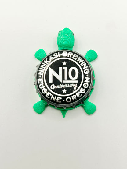 Ninkasi Brewing (10 Year Anniversary) - Bottle Cap Magnet Turtle Shell Shocked Art