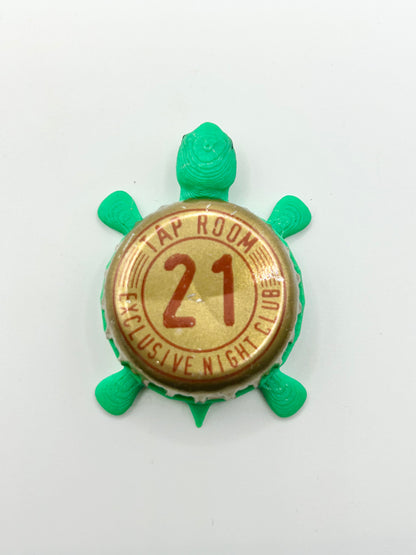 Tap Room 21 - Bottle Cap Magnet Turtle Shell Shocked Art