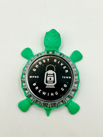 Ghost River Brewing - Bottle Cap Magnet Turtle Shell Shocked Art