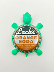 Lack’s Orange Soda - Bottle Cap Magnet Turtle Shell Shocked Art