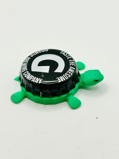 Gigantic Brewing (Black) - Bottle Cap Magnet Turtle Shell Shocked Art