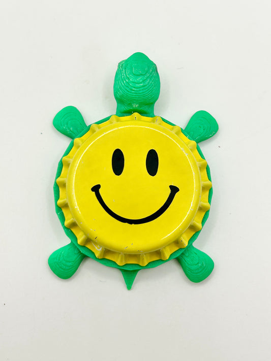 Happy Face - Bottle Cap Magnet Turtle