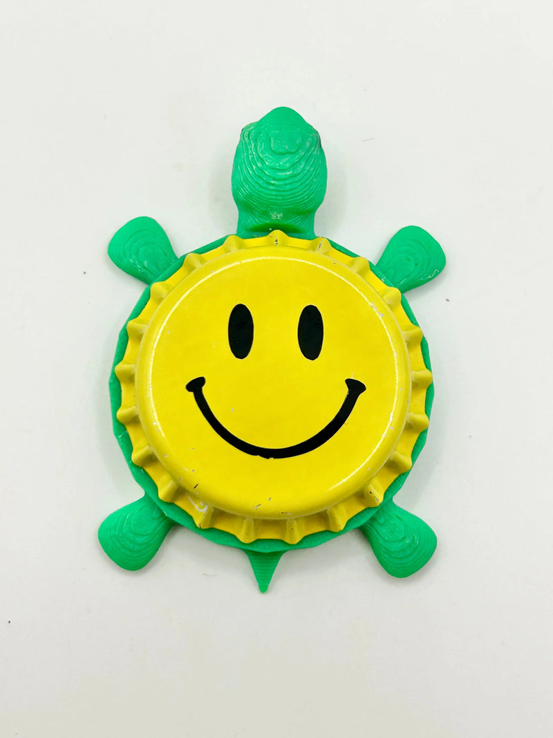 Happy Face - Bottle Cap Magnet Turtle Shell Shocked Art