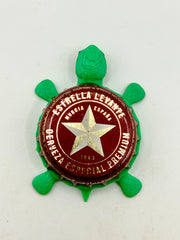 Estrella Levante Brewing (Red) - Bottle Cap Magnet Turtle Shell Shocked Art