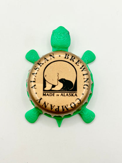 Alaskan Brewing (Light Brown) - Bottle Cap Magnet Turtle Shell Shocked Art