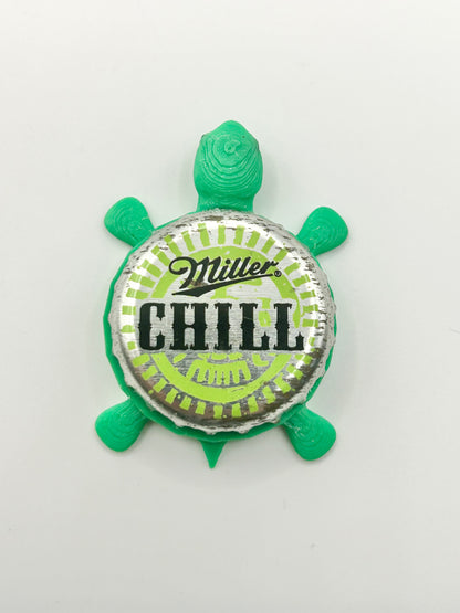 Miller Chill - Bottle Cap Magnet Turtle Shell Shocked Art