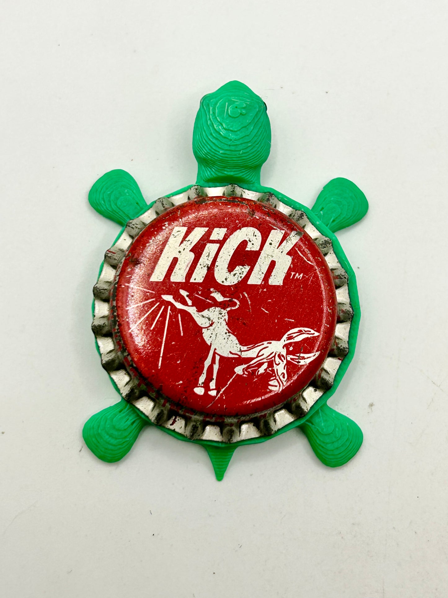 Kick Cola (Donkey) - Bottle Cap Magnet Turtle Shell Shocked Art