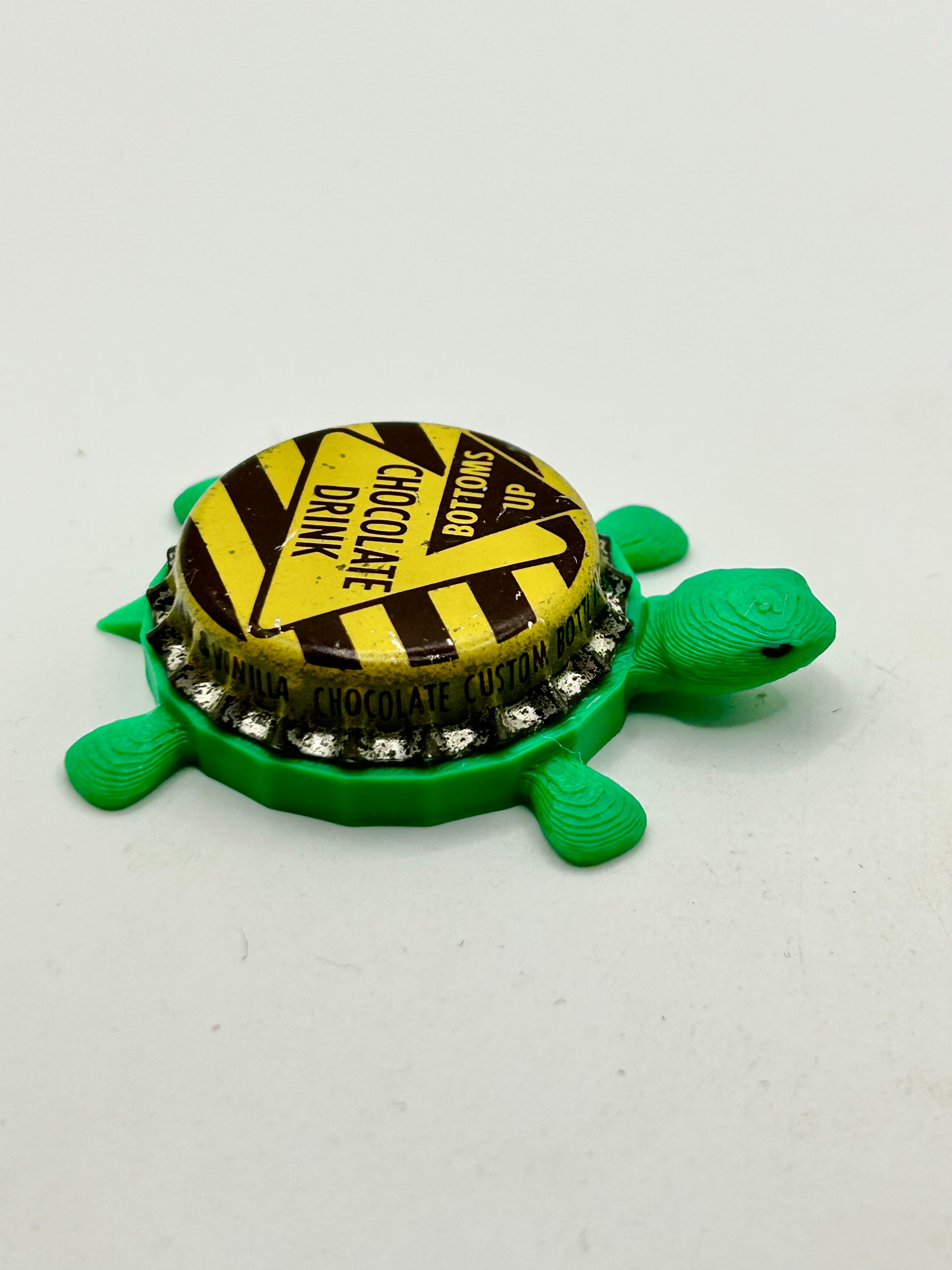 Bottoms Up Chocolate Drink - Bottle Cap Magnet Turtle Shell Shocked Art