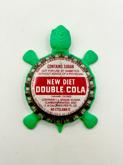 Diet Double Cola - Bottle Cap Magnet Turtle Shell Shocked Art