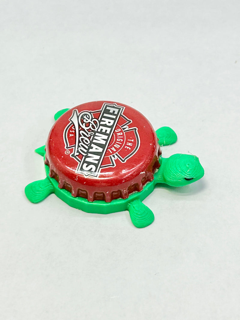 Firemans Brew - Bottle Cap Magnet Turtle Shell Shocked Art