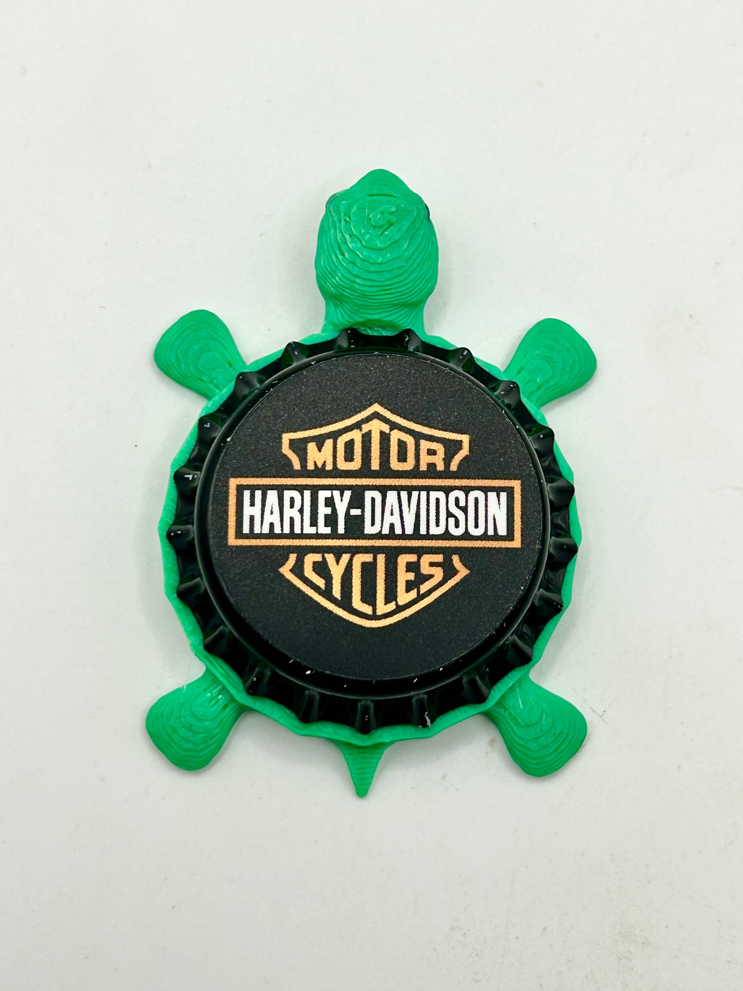 Harley Davidson Motorcycles - Bottle Cap Magnet Turtle Shell Shocked Art