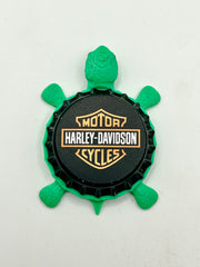 Harley Davidson Motorcycles - Bottle Cap Magnet Turtle Shell Shocked Art