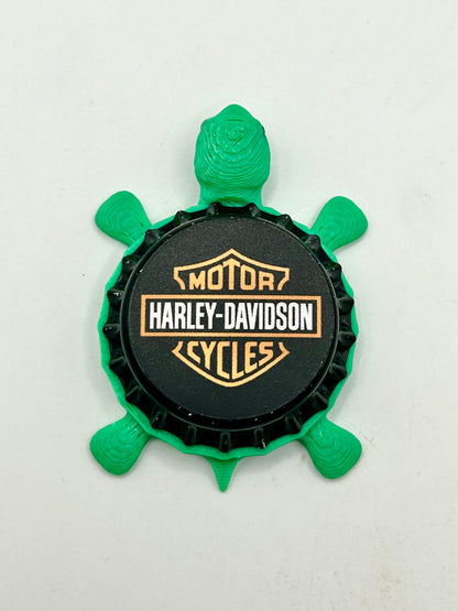 Harley Davidson Motorcycles - Bottle Cap Magnet Turtle Shell Shocked Art