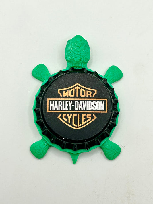 Harley Davidson Motorcycles - Bottle Cap Magnet Turtle Shell Shocked Art