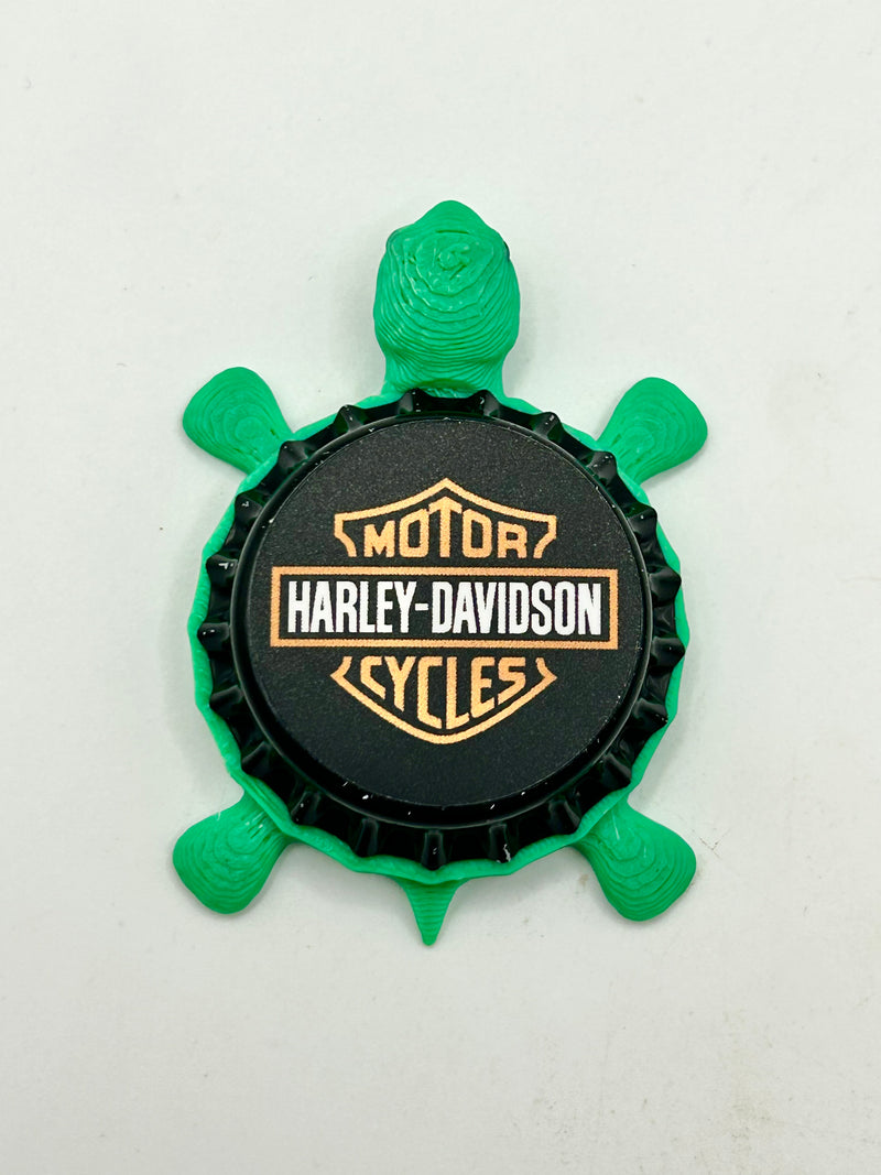Harley Davidson Motorcycles - Bottle Cap Magnet Turtle Shell Shocked Art