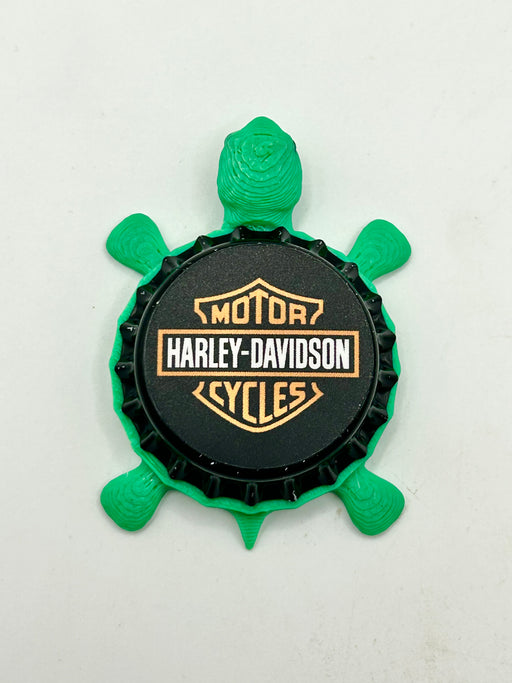 Harley Davidson Motorcycles - Bottle Cap Magnet Turtle Shell Shocked Art