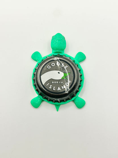 Goose Island (Green Beak) - Bottle Cap Magnet Turtle Shell Shocked Art