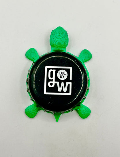 Goodwood Brewing - Bottle Cap Magnet Turtle Shell Shocked Art