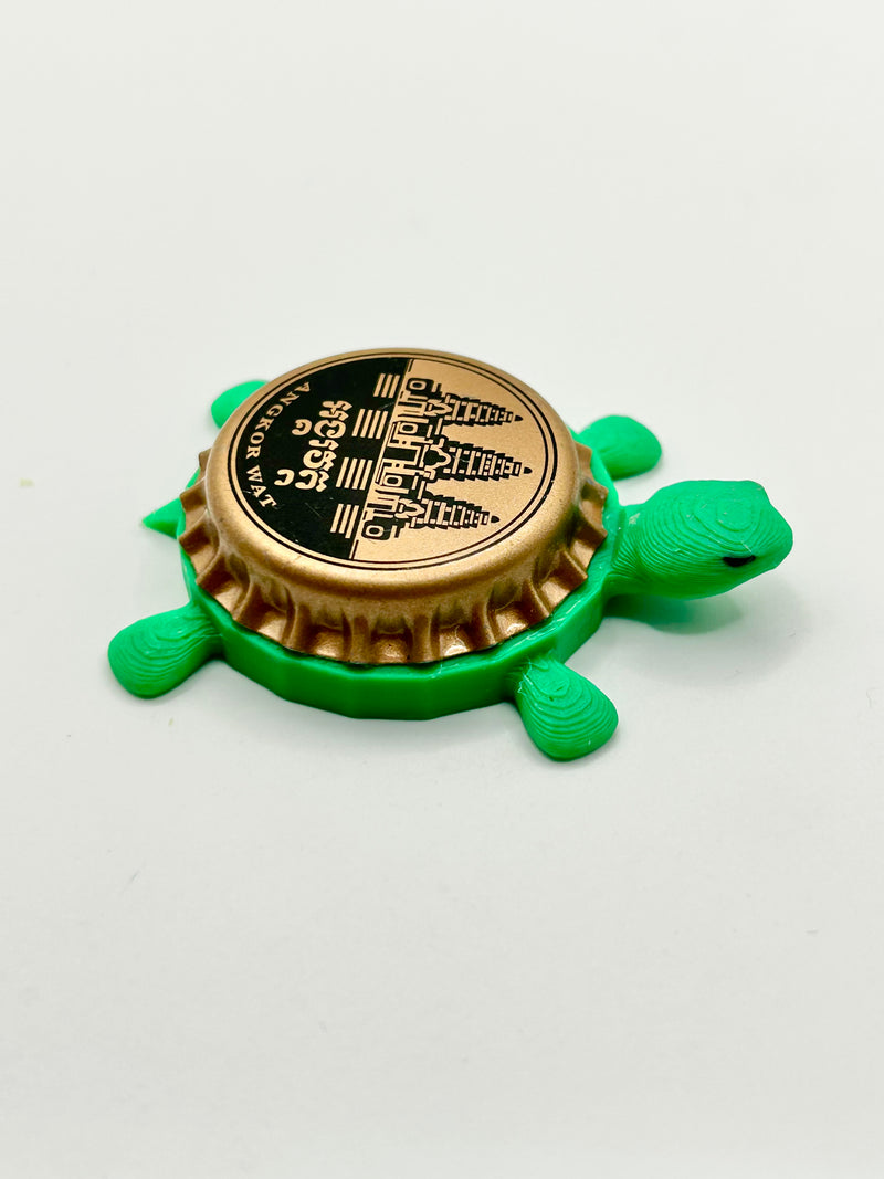 Angkor Wat Cambodia - Bottle Cap Magnet Turtle Shell Shocked Art