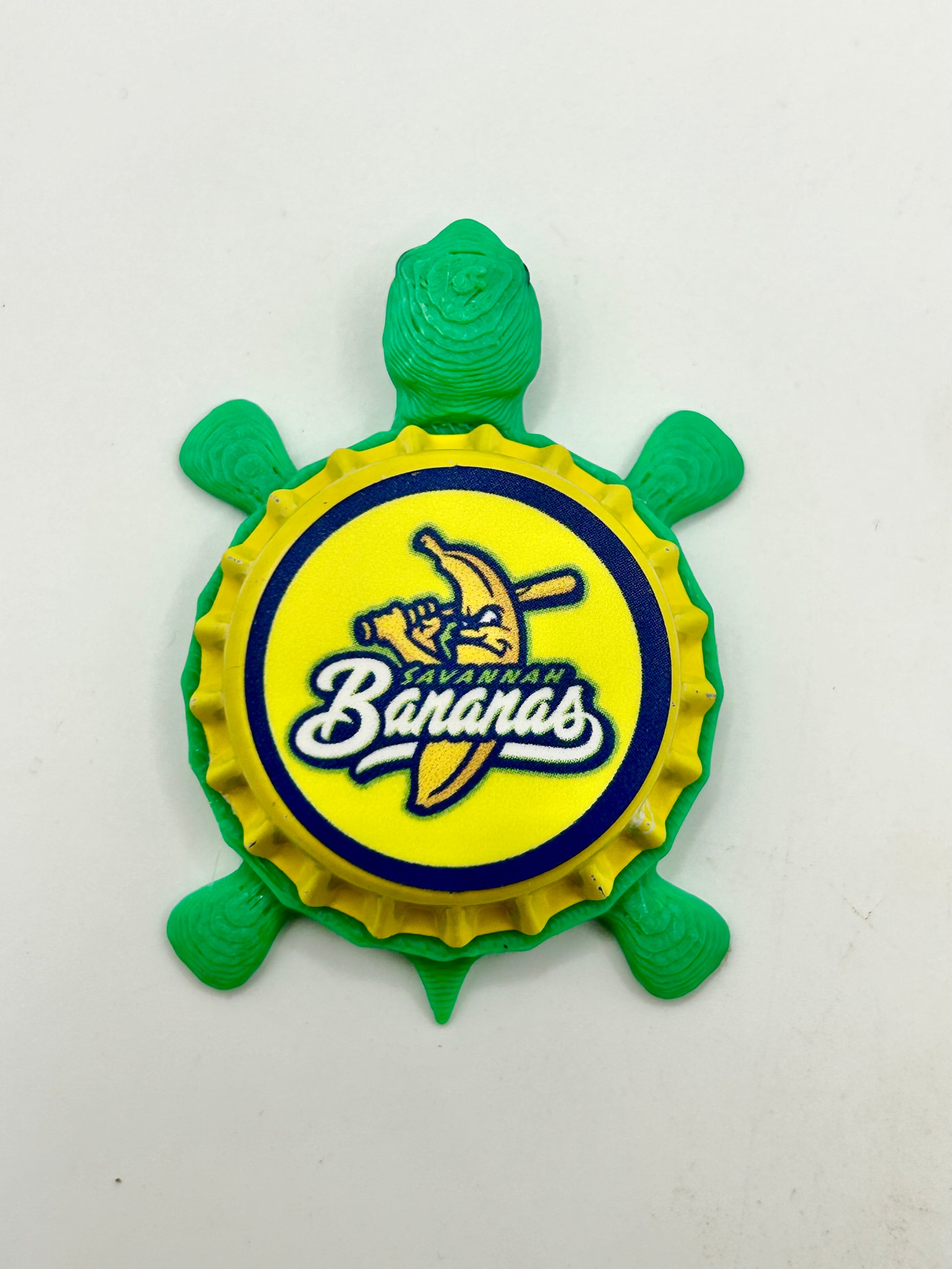 Savannah Bananas Yellow Cap Bottle-Cap Magnet Turtle | Shell Shocked Art Shell Shocked Art