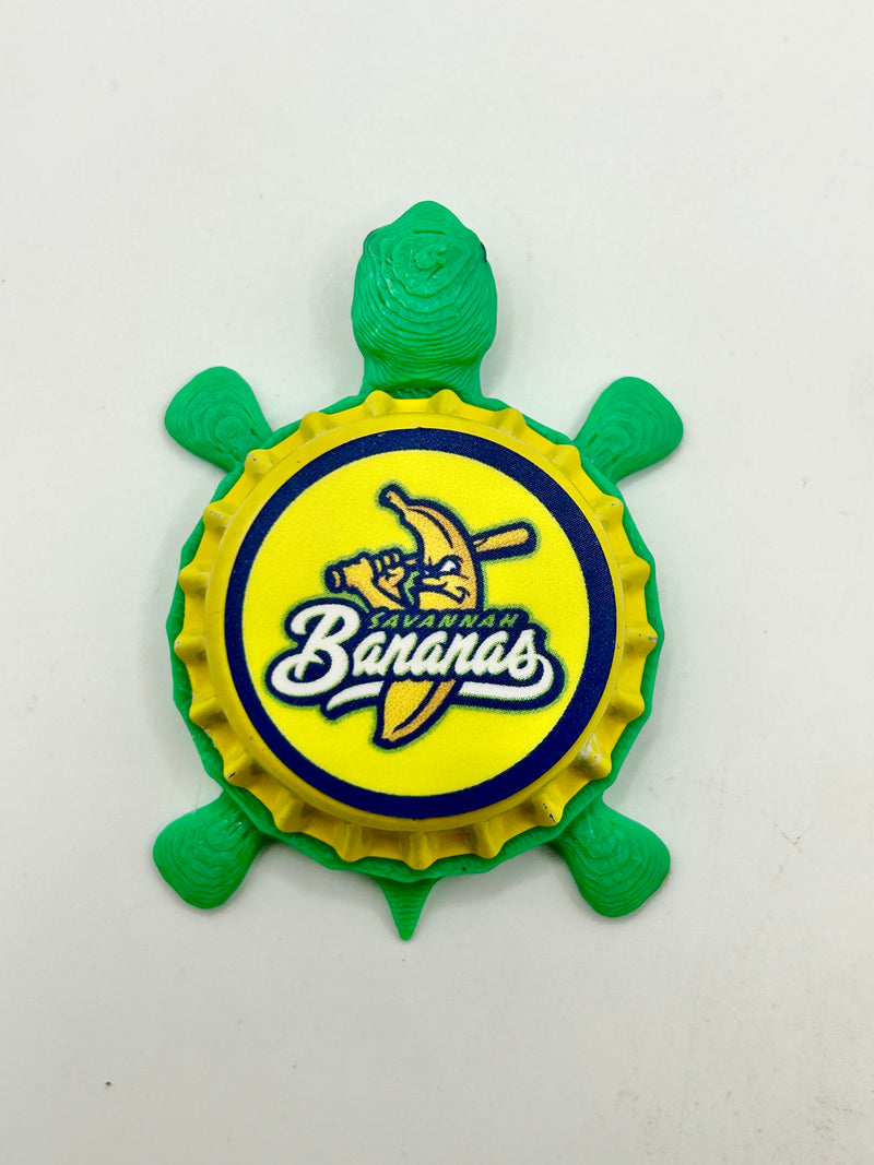 Savannah Bananas Yellow Cap Bottle-Cap Magnet Turtle | Shell Shocked Art Shell Shocked Art
