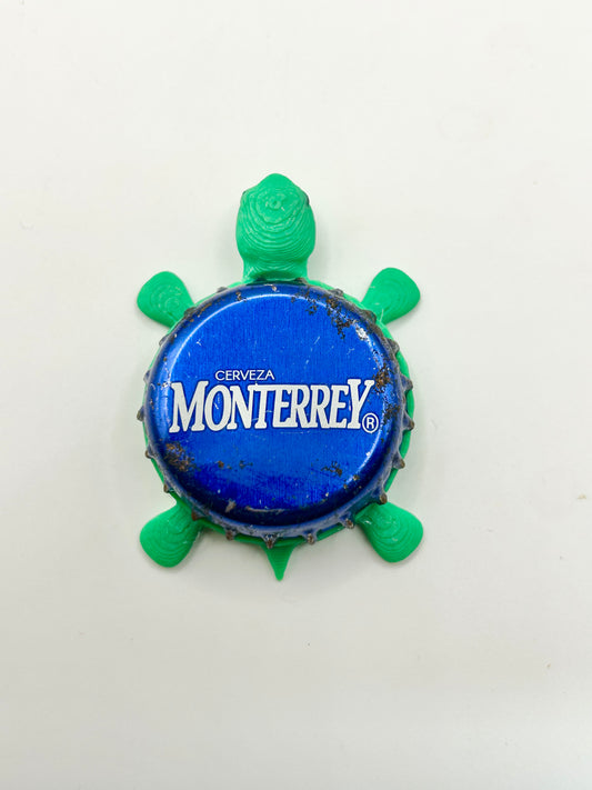 Monterrey Cerveza (Blue) - Bottle Cap Magnet Turtle