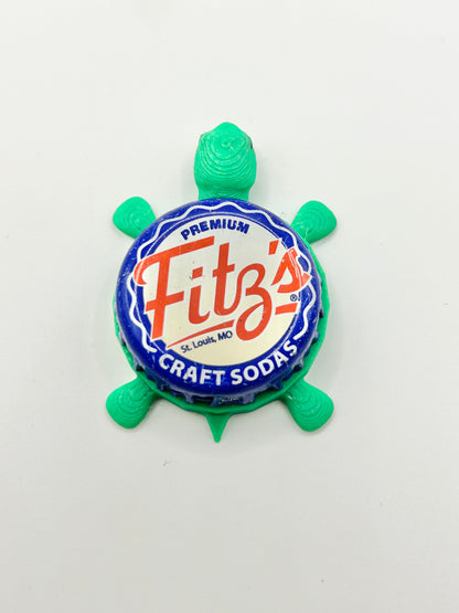 Fitz’s Craft Sodas - Bottle Cap Magnet Turtle Shell Shocked Art