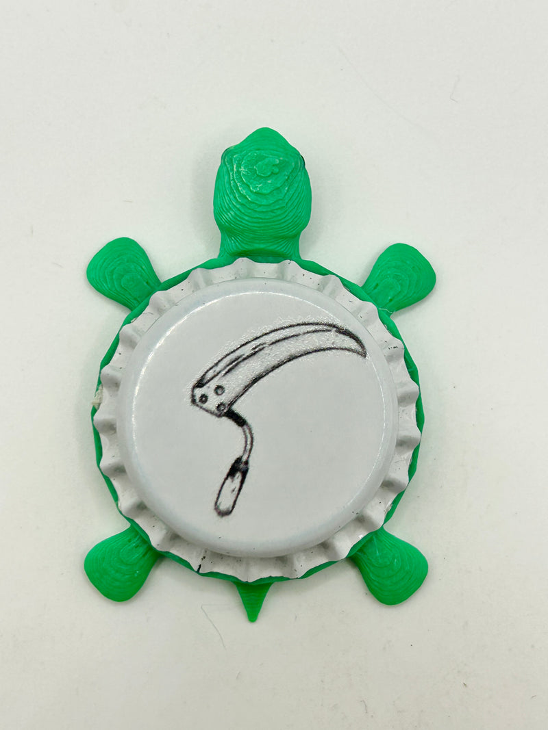 Burial Brewing - Bottle Cap Magnet Turtle Shell Shocked Art