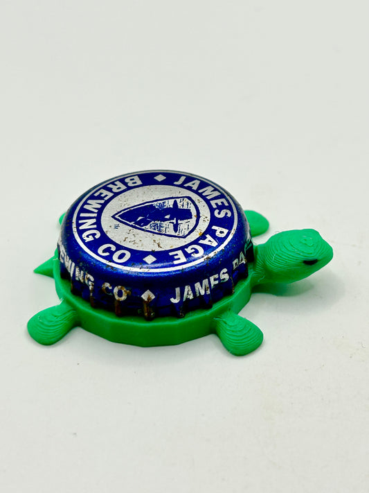 James Page Brewing Co - Bottle Cap Magnet Turtle Shell Shocked Art