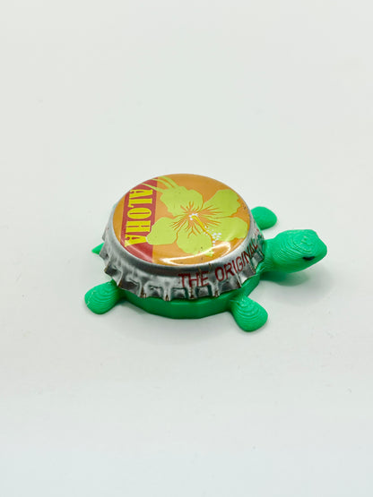 Aloha Hibiscus Flower (Hawaii) - Bottle Cap Magnet Turtle Shell Shocked Art