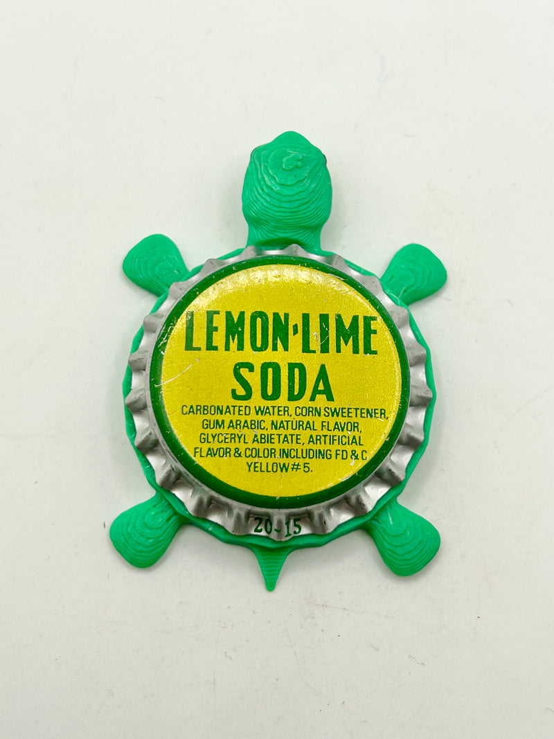 Lemon Lime Soda (Vintage, 5 Text Lines) - Bottle Cap Magnet Turtle Shell Shocked Art