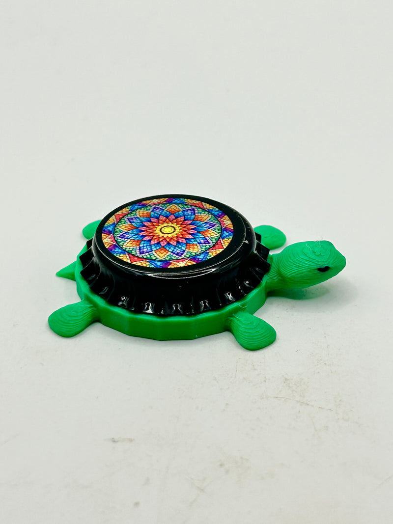 Mosaic Stained Glass - Bottle Cap Magnet Turtle Shell Shocked Art